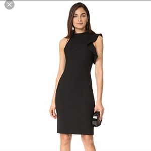 NWT Black Halo Pabla Ruffle Sheath Black dress 0 RARE
